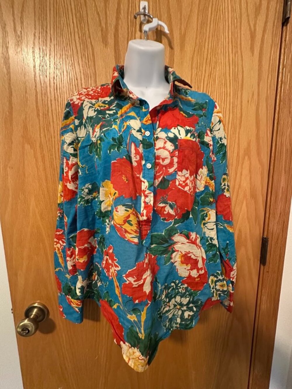 J. Crew Classic Ratti Bahama Cotton Floral Print Popover Shirt Size 10 - Picture 7 of 7